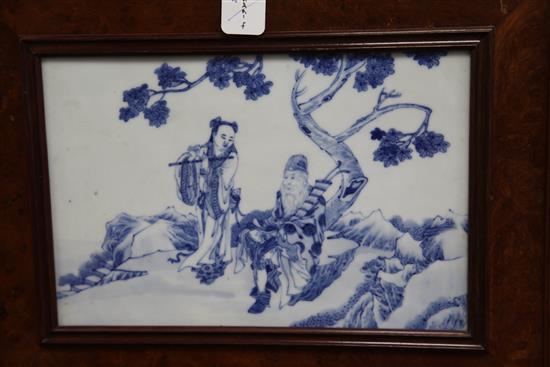 A Chinese blue and white plaque, 20th century, overall size 42 x 54cm